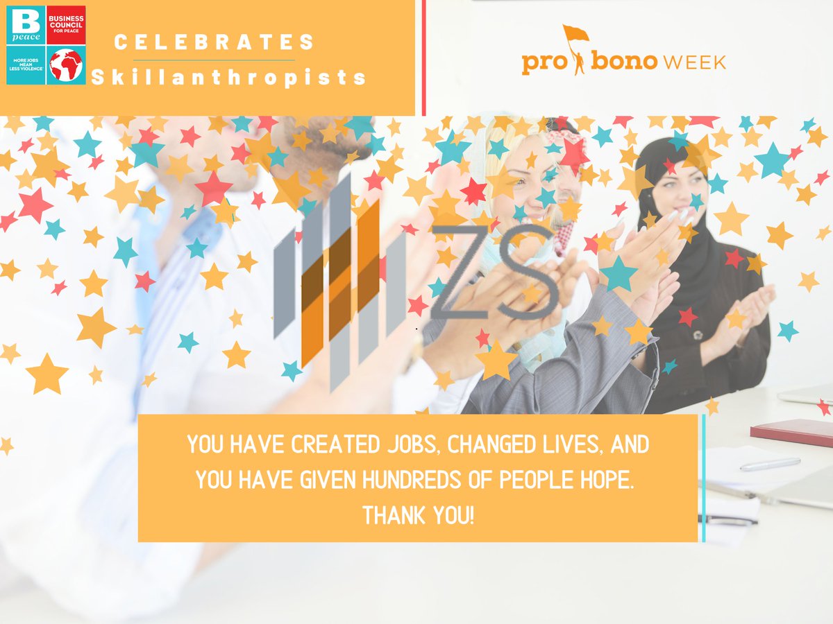 BpeaceHQ's tweet photo. MANY THANKS to the amazing professionals at @ZSAssociates  for making an impact where it matters.
#probonoweek #skillbasedvolunteering #domorewithwhatyouknow https://t.co/mIdECOFOIF