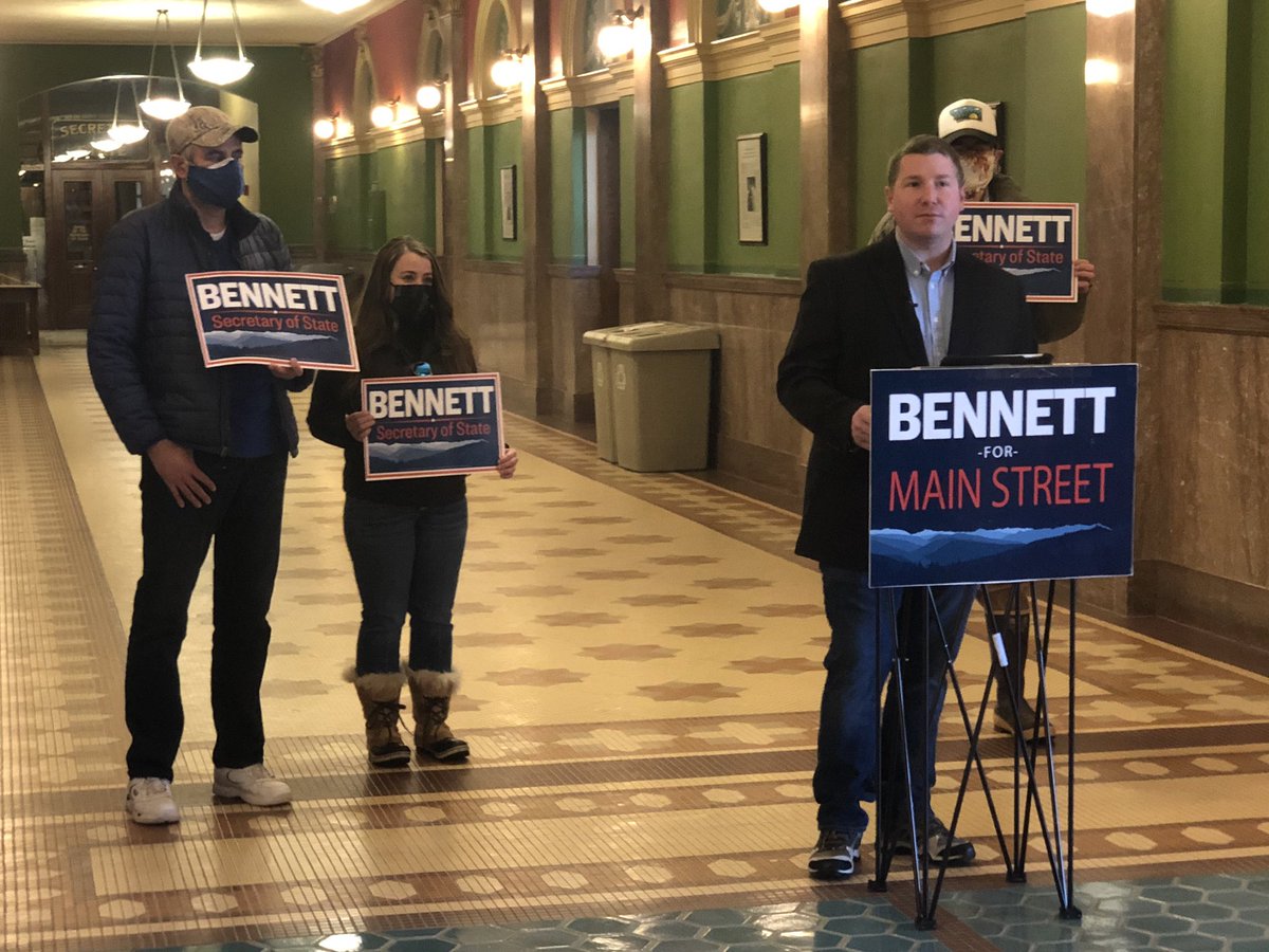 brycebennett's tweet photo. Today I traveled to the Capitol to call for an investigation into the Secretary of State’s office after reporters discovered they had been stealing from small businesses. It’s time to put partisan politics aside and fix this mess.

#mtpol #mtnews #mtsos https://t.co/3d2Szw3cBf