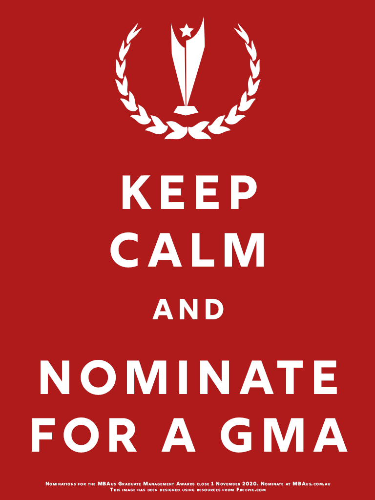 MBAusConf's tweet photo. It's the final week to nominate for our Graduate Management Awards:
- OfficeMaps Most Innovative Business Project
- Most Outstanding Business Doctorate
- UniBank Most Outstanding MBAus MBA Graduate
Nominate at https://t.co/2M7kty1X0w by 1 Nov to be in the running. https://t.co/2rPzyFEpAS