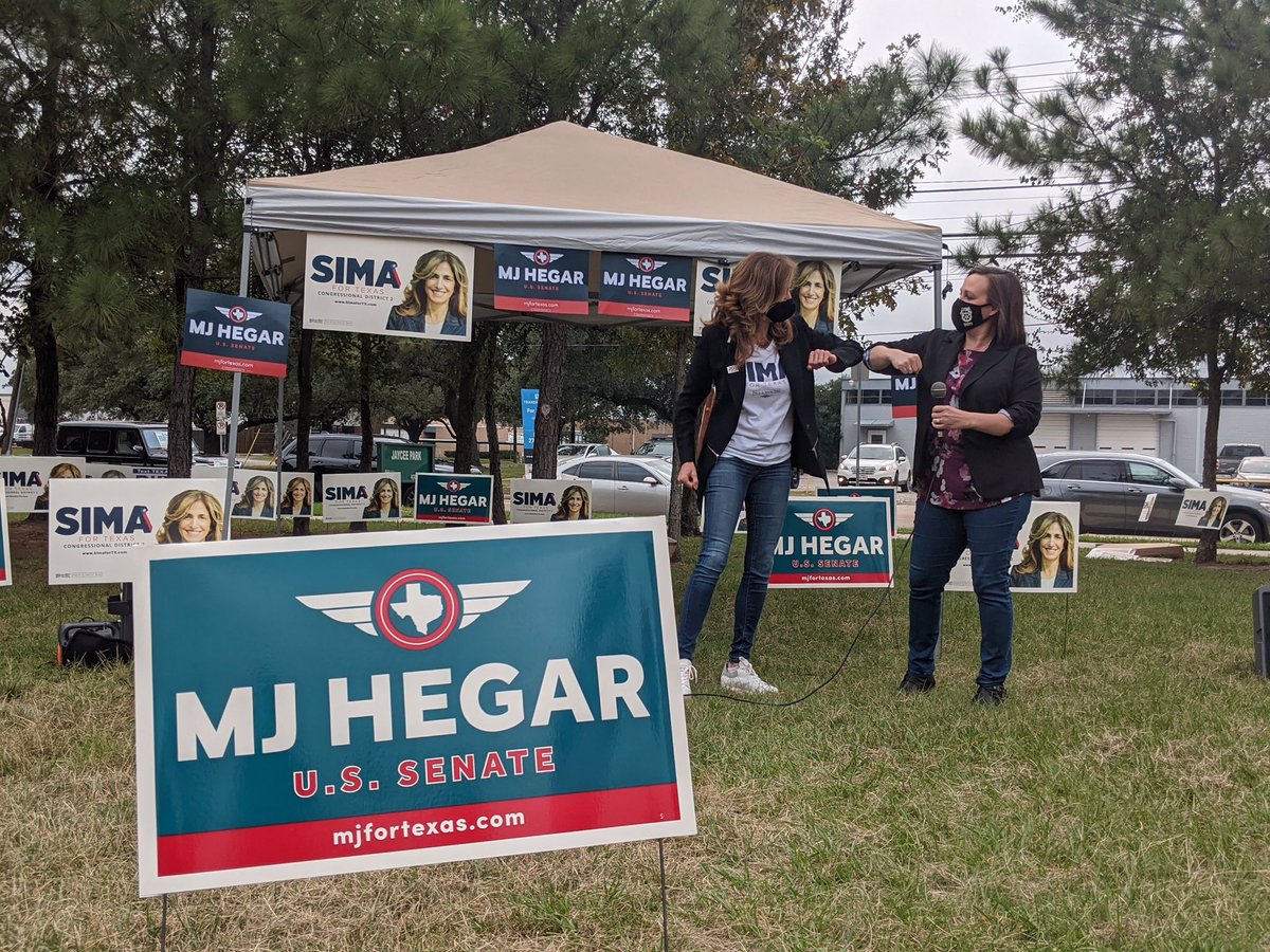 mjhegar's tweet photo. It was so great to join my friends @SimaforTX and @GeneForTexas to kick off a contactless lit drop! Y'all, we're gonna win Texas — and we're gonna do it by electing great Democratic women up and down the ballot. Let's do this! https://t.co/W6fXFAd0ic