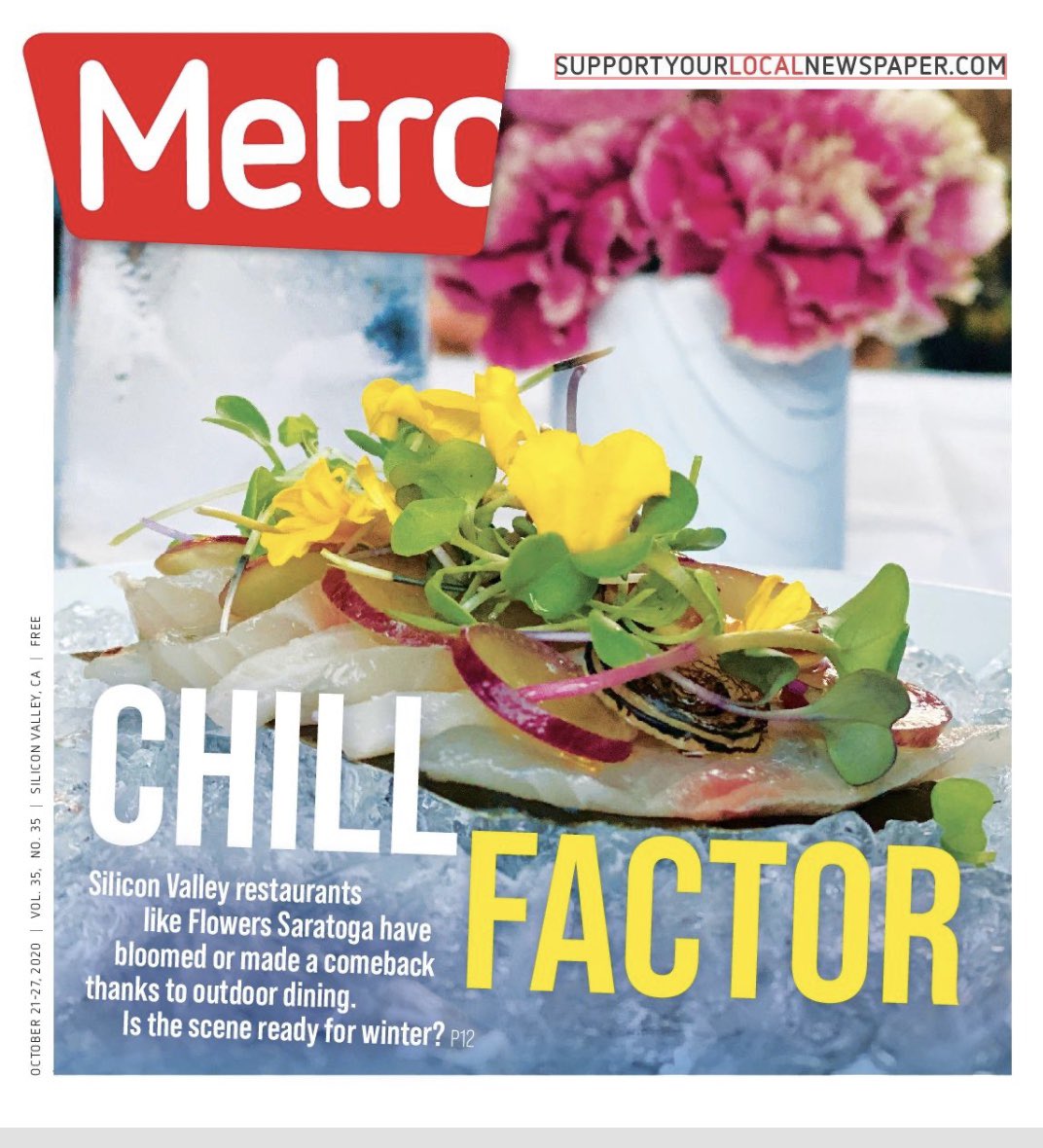 svdining's tweet photo. Kampachi  crudo at #flowerssaratoga is featured on the cover of @metronewspaper’s #svdining special issue this week https://t.co/jTco76NT9w