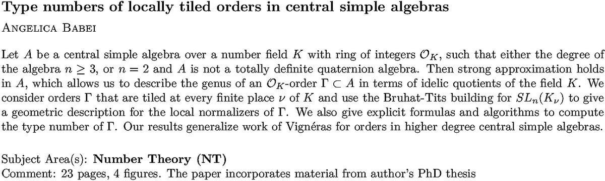 Arxiv Math math.NT Number Theory arXiv submissions (@arXiv_math_NT) / Posts / X