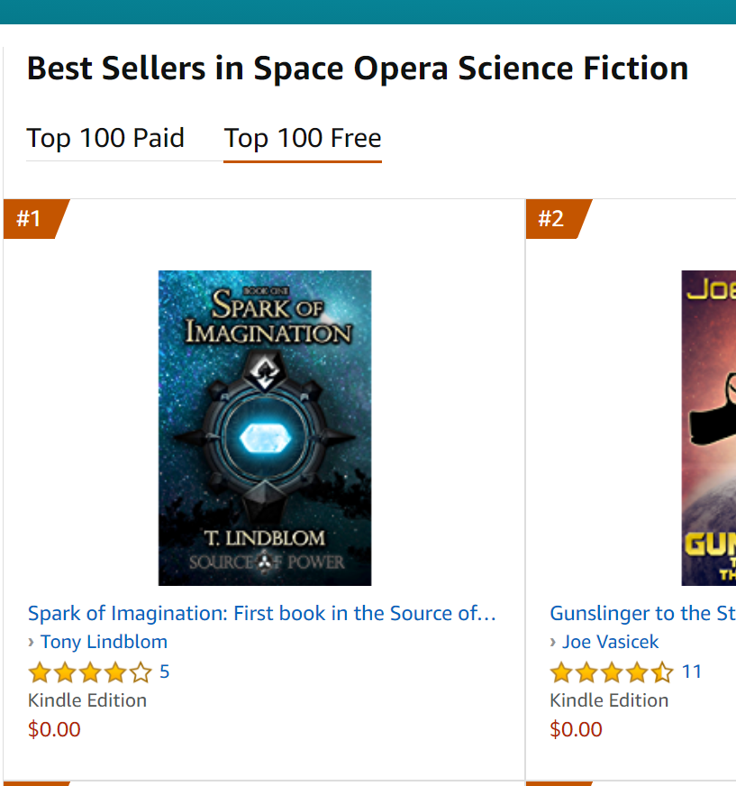 Malkreth's tweet image. Spark of Imagination made it to nr.1 Space Opera on Amazon! 🥳

#freebook #ebook #sourceofpower #sparkofimagination #spaceopera #scifi #fantasy #epic #epicfantasy #adventure #booktrilogy #awardwinning #epicspaceopera #free #bookseries #romance #IHIBRP #IARTG