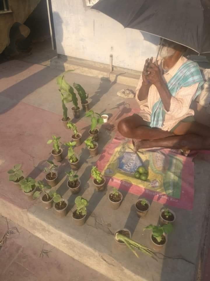 Meet Revana Siddappa, a senior citizen who sells saplings at Kanakapura road near Sarakki Signal , saplings price varies from Rs 10 to Rs 30. You can see him holding umbrella and selling saplings . If you pass this stretch, kindly buy from him ! ! https://t.co/yHvYYhldFO