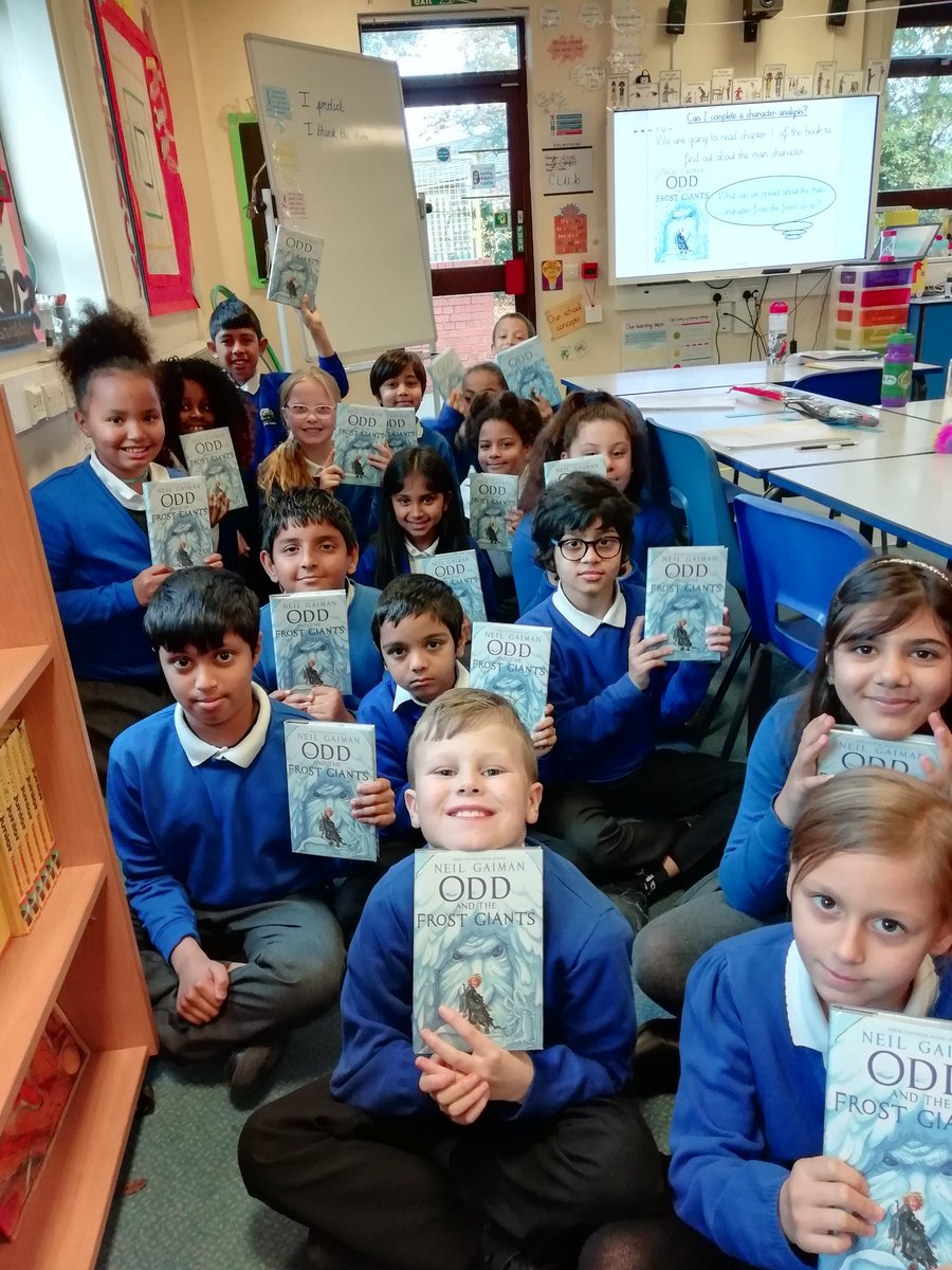 Rowlatts_TMET's tweet photo. Year 5 are starting their new literacy novel today - Odd and thefrost giants by Neil Gaiman. We are already loving it. #rmliteracy #rmreading #classreading https://t.co/9wV1CsR14d
