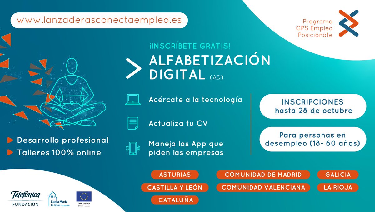 📢💻🖱️#AlfabetizaciónDigital ¿Estás en #paro y necesitas adquirir #HabilidadesDigitales para la #BúsquedaDeEmpleo? 💻Con este #ProgramaOnline de #OrientaciónLaboral perderás el miedo a la #tecnología para encontrar #trabajo💪 bit.ly/3o2Fj6V 📥¡Aún puedes apuntarte!
