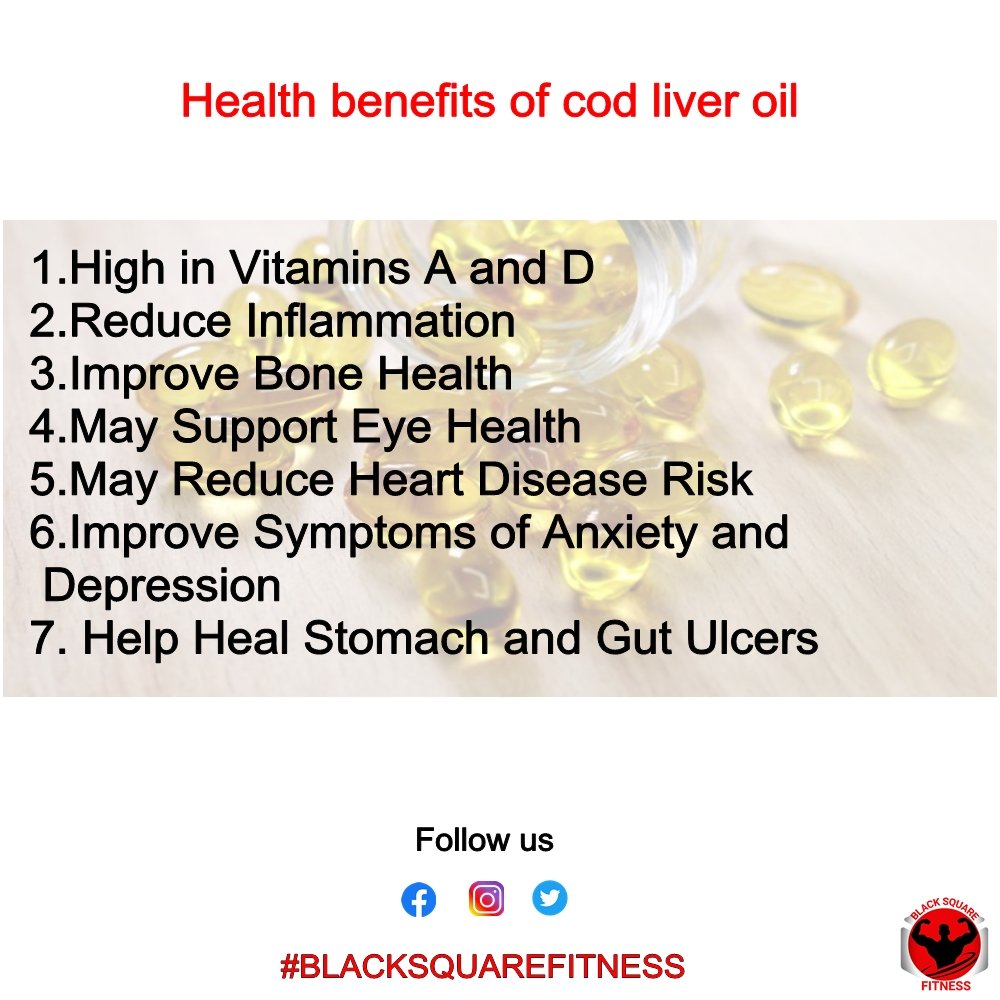 blacksquarefit's tweet photo. Health benefits of cod liver oil #nutritionist #nutrition #fitnessman #fitnessgoals #diet #dietplan #blacksquarefitness #BLACKSQUAREFITNESS #workout #workoutplan #cod #codliver #codliveroil #carbohyderates #protein #fats #healthyeating #health #healthyliving #knowledge #goal https://t.co/NmjvrDh8bV