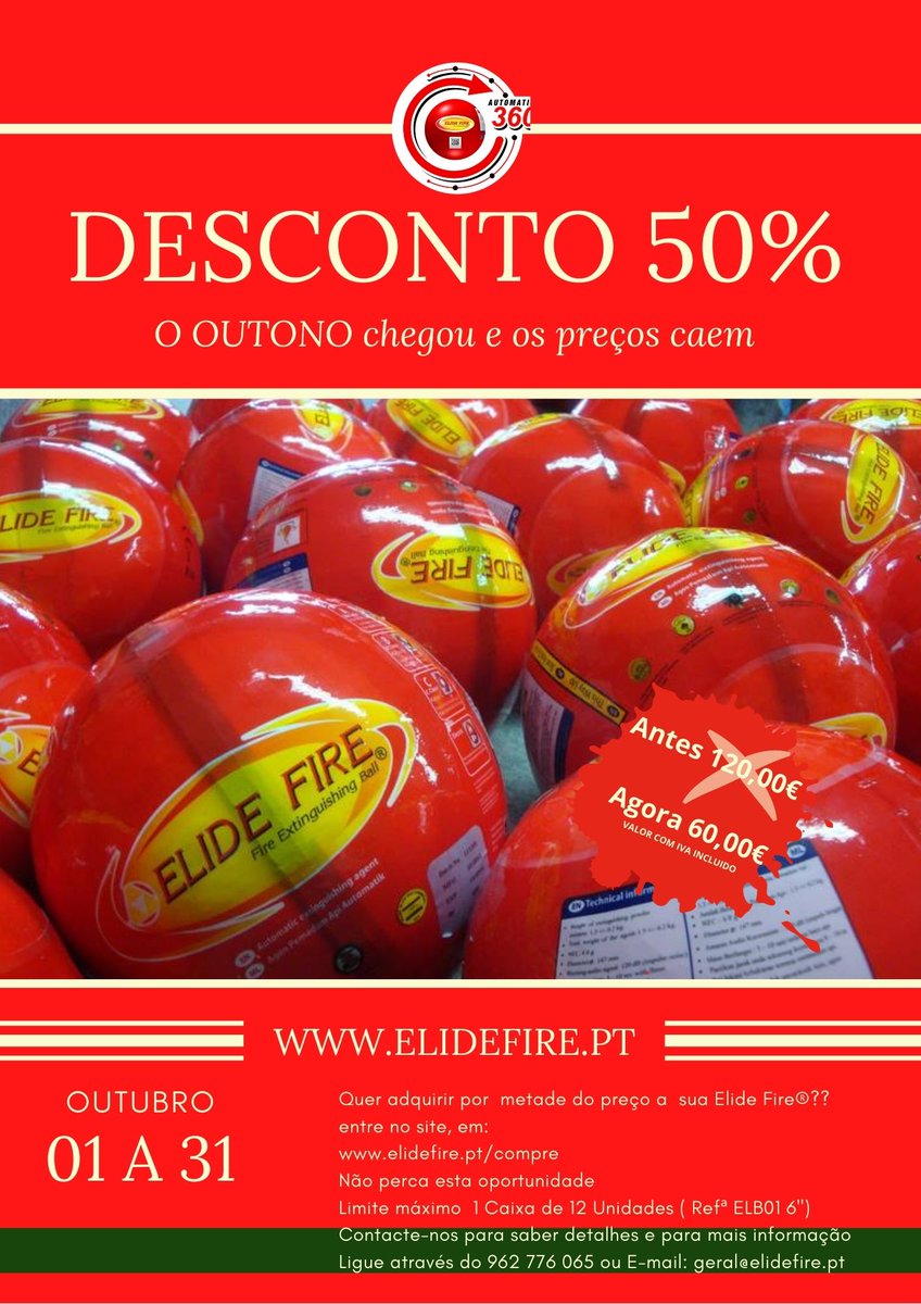 DISCOUNT 50%  
Elide Fire ELB01 6" 
AGORA a 60€ já com IVA incluído
#fogo #segurança #viaturas #natal #carroselectricos #geradores #arvoredenatal #quadroselectricos #prevenção