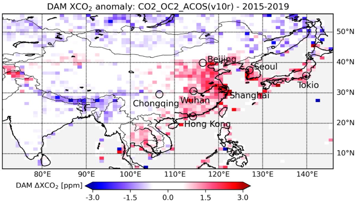 che_project's tweet photo. Can a regional-scale reduction of atmospheric #CO2 during the #COVID-19 pandemic be detected from #Space? A case study for East China using #Satellite XCO2 #retrievals 🛰 
See results in discussion on the @EGU_AMT journal paper by Michael Buchwitz et al.
https://t.co/GFiXZqXcLZ https://t.co/GclzntFHlT