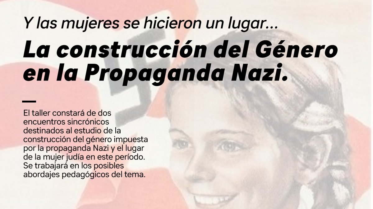 FundacionBAMA's tweet photo. ¡Atención Madrijim y Madrijot!,  2 y 16 /11-18.30 hs (Arg) Workshop "La construcción del género en la propaganda Nazi" Inscripción https://t.co/hvT9kO8qan Invitan: 
Morei Morim- Majon Hatnuá - @ClaimsCon Participan: @HabonimDrorArg/Manhigut/@noamargentina/@FACCMA_Arg JUMA https://t.co/2SaUkZ8TE2