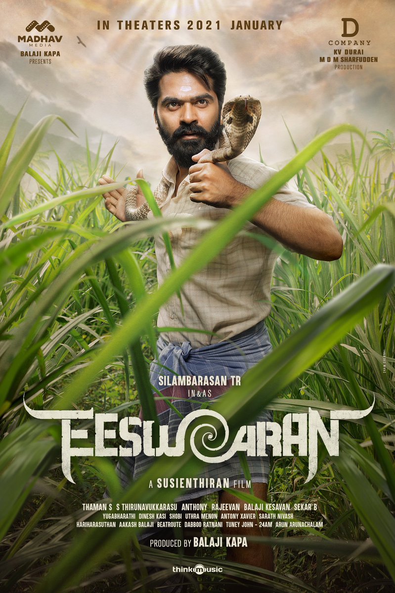v4cinema's tweet photo. Here It Is #SilambarasanTR46 Titled as #Eeswaran First Look In Telugu,Malayalam,Kannadam & Hindi #ThaandavaPongal2021
@SilambarasanTR_ @madhavmedia
@dcompanyoffl @SusienthiranDir @MusicThaman @DOP_Tirru @AgerwalNidhhi @DSharfudden @DabbooRatnani #EeswaranFirstLook ๐ฅ๐ฅ๐ฅ https://t.co/WpX1PJBWNh