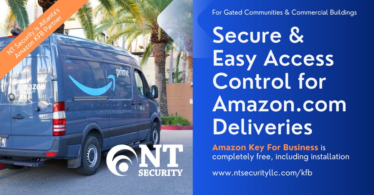 ntsecurityllc's tweet photo. Amazon Key For Business is completely free, including professional installation.  Atlanta, don't miss this. Amazon has partnered with NT Security to get you set up with *completely free* smart access control for Amazon delivery drivers.  Get yours today: https://t.co/lQmnECEHYt https://t.co/E7bxnmZtcu
