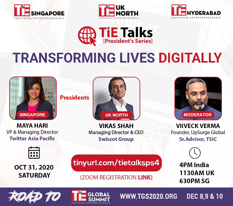 TiEHyderabad's tweet photo. Register Now: https://t.co/JxwKhWjF3n
@TiEHyderabad presents, #TiETalks President’s Series 
featuring @maya_hari, MD @Twitter, President @TiEsingapore, @MrVikas, MD-SwiscotGroup, President @tieuknorth In conversation with @viiveckverma,Founder @upsurge__global, Sr.Advisor @tsic https://t.co/KUvGoeQXTn