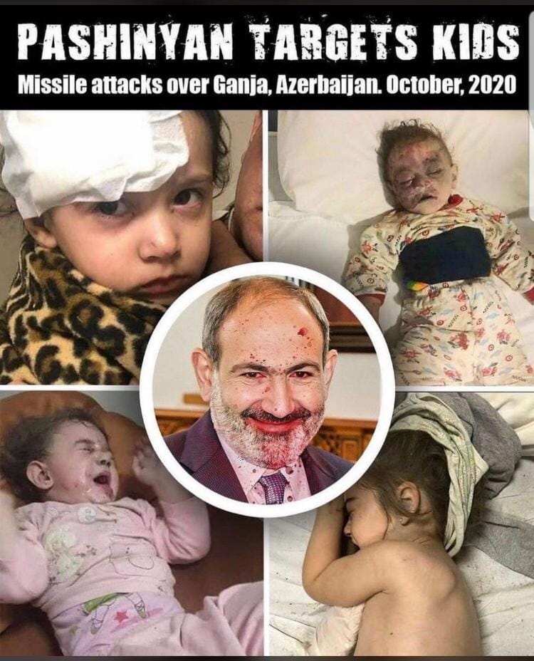 MaisAghaverdiy1's tweet photo. من المفروض أن يعرف كل العالم أن أرمينيا قاتل الأطفال
Ermənistanın uşaq qatili olduğunu bütün dünya bilməlidir.
#KarabakhisAzerbaijan
#StopArmenianTerror
#StopArmenianOccupatiaon
#StopWarmenia
#StopChildKill
#GanjaCity
#DontBelieveArmenia
#StopArmenianAggression https://t.co/l68hEMnSNn