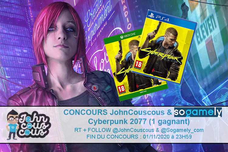 JohnCouscous's tweet photo. 🦾Nouveau #concours

🎁1 jeu #Cyberpunk 2077 (console au choix !)
👉RT + Follow @JohnCouscous &amp; @sogamely_com
👍1 gagnant
⏱️Fin du concours le 01/11 (à 23h59, heure 🇫🇷) https://t.co/ck0B8rXDpN