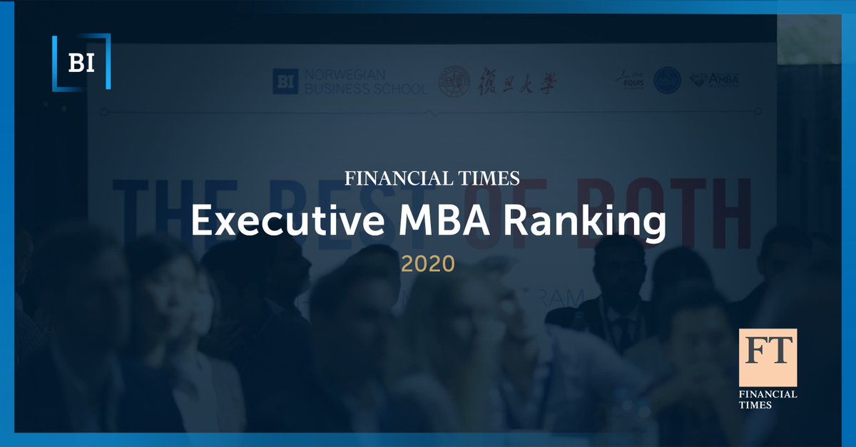 BI ranks best in the Nordic Region on Financial Times’ Executive MBA ranking for 2020! Both BI's MBA programs are included among the 100 best Executive MBA programs worldwide. Read more: bi.edu/ftemba <a href="/ftbized/">Business Education</a>