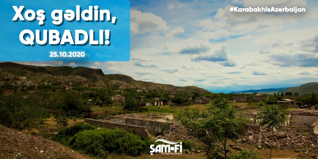 Bütün Azərbaycan xalqını Qubadlı şəhərinin azad olunması münasibətilə təbrik edirik! 
Qələbə bizimlədir, Qarabağ Azərbaycandır! 🇦🇿
#KarabakhisAzerbaijan #Azerbaijan #QarabağAzərbaycandır