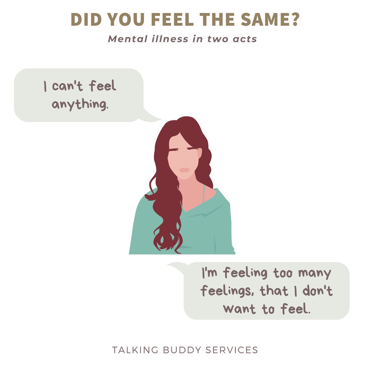 talkingbuddy_'s tweet photo. DID YOU FEEL THE SAME?

#ItsOkayToNotBeOkay #TalkAboutEverything #Depression #UnhealthyThoughts #Lonely #Single #LoveQuotes #Quotes #Depression #Anxiety #PanicAttack #DepressionHelp #OnlineTherapy #MentalHealthMatters #WorldMentalHealthDay2020 #CMCO #COVID19 https://t.co/8Z8IYKWk5j