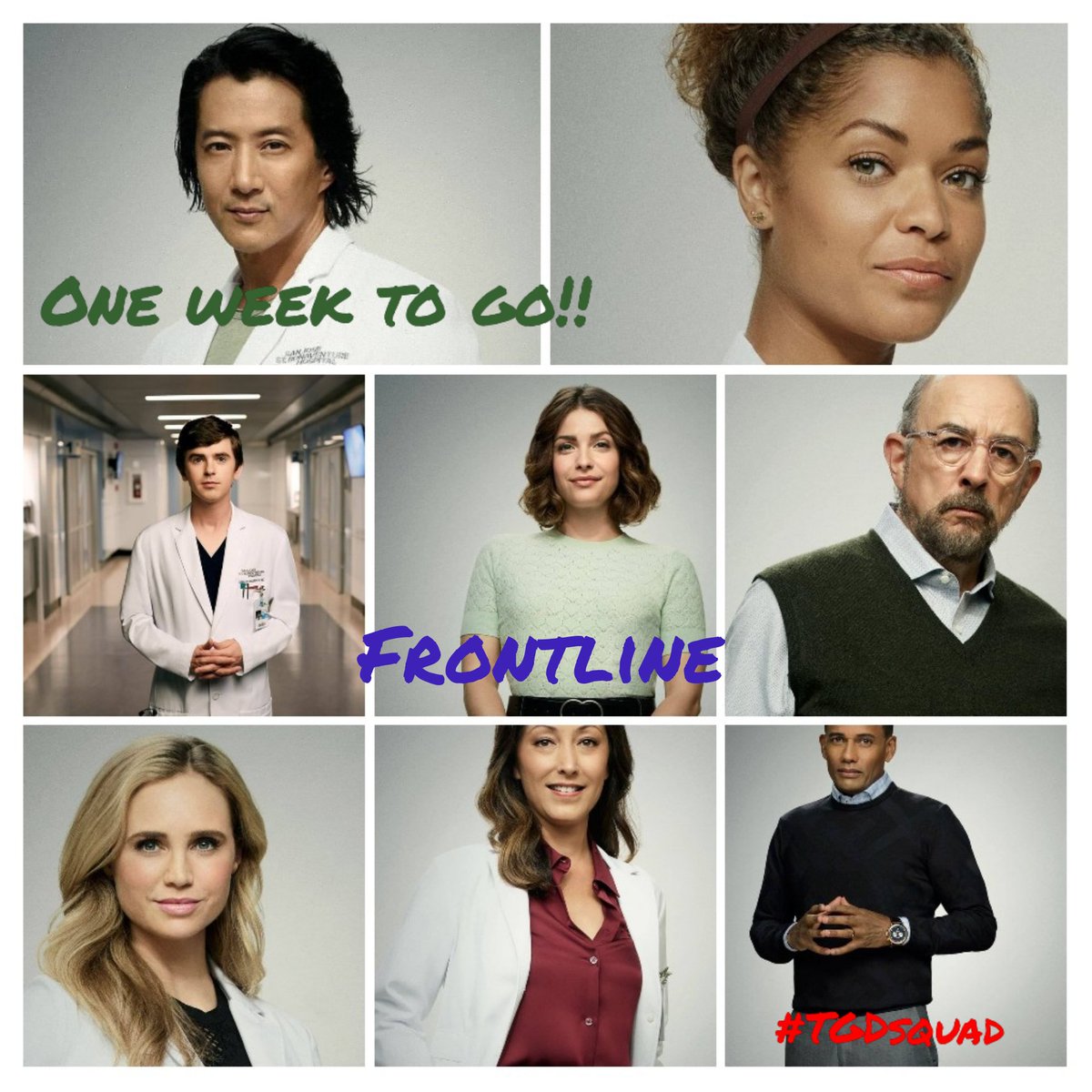 TGDsquad's tweet photo. Just ONE week #TheGoodDoctor fans!! #Season4 #Premiere #TwoParter "Frontline"! Can't believe it's almost here!! Get ready to watch & live tweet with us/cast!! Excited!! Have a great day #Squadies!! @GoodDoctorABC @gooddrwriters @shorez @SLfrom @ABC_Publicity @SPTV #TGDsquad πβ₯οΈ https://t.co/7fIANxNrhh