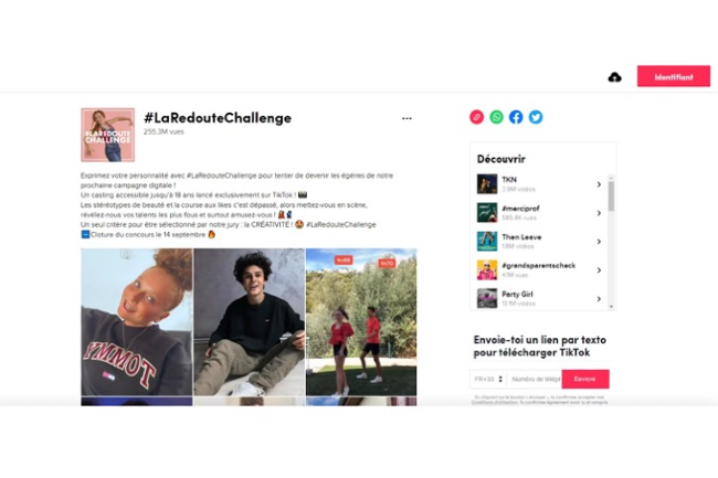 FlashTweet's tweet photo. 🔟📚[#MustRead] Comment les marques investissent #TikTok 
https://t.co/vqUb2BZSuV v/ @MondeInformatiq 

💬@LaRedouteFr a par exemple lancé un casting baptisé #LaRedouteChallenge avec 3 influenceurs et a généré 255M de vues 

#TransfoNum #DigitalMarketing  
#FlashTweet ⚡️ https://t.co/IscgkLCFOp