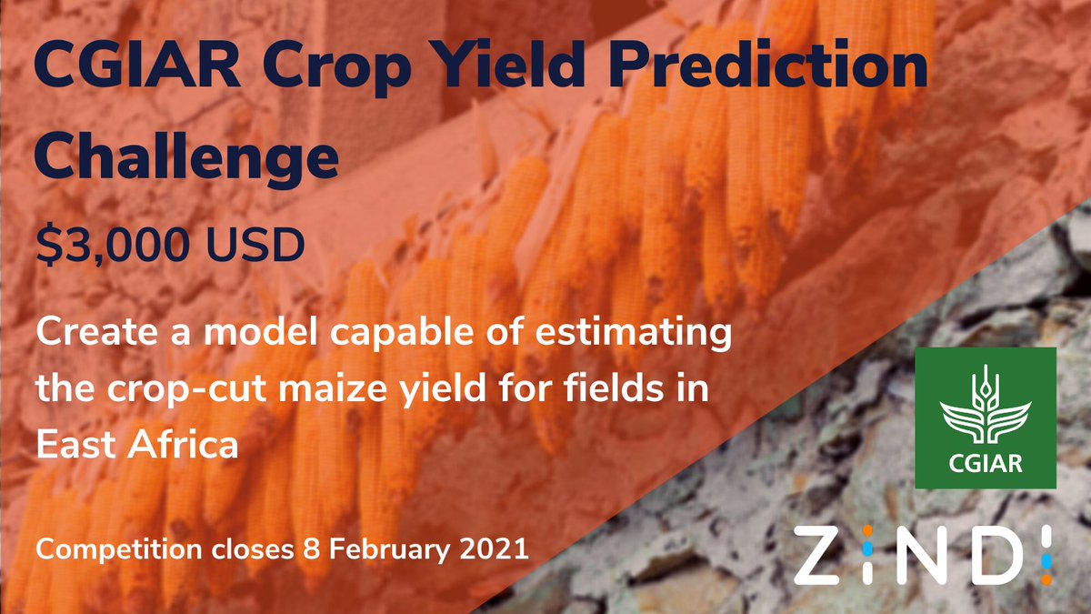 The <a href="/CGIAR/">CGIAR</a> Crop Yield Prediction Challenge is live on Zindi! Enroll now and create a model that predicts maize yields on East African farms using satellite data! 😁🌱🌈🌍
👉bit.ly/31GF7Ra
