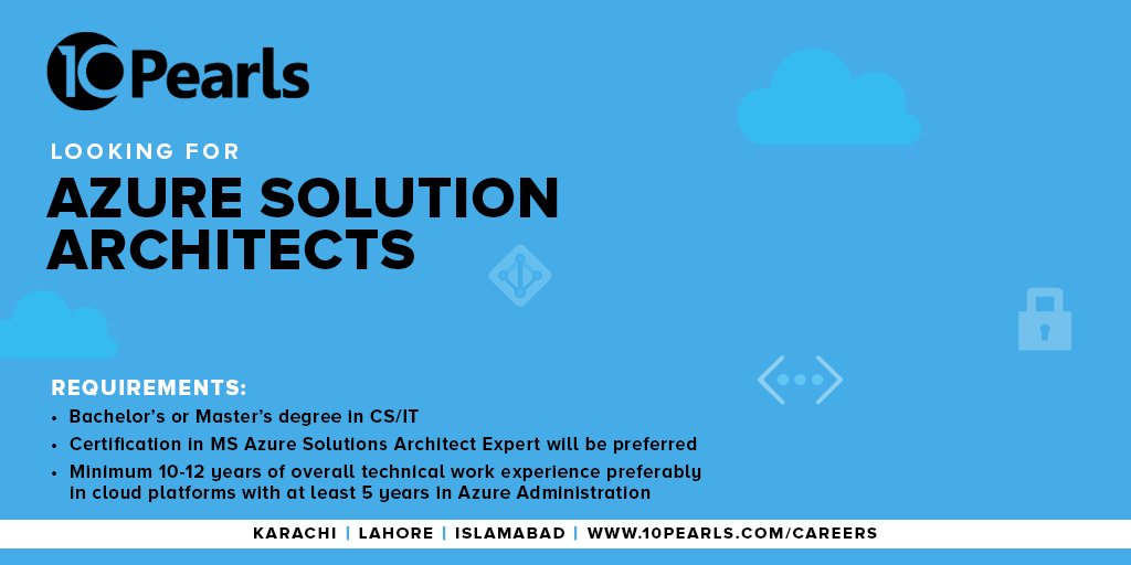 10PearlsPK's tweet image. Looking for experienced #AzureSolution Architects. The candidates must have at least 10 years technical experience, and will be responsible for developing &amp;amp; taking ownership of end-to-end Cloud, Migration &amp;amp; Modernization solutions.
10pearls.com/join-our-team/
#10PearlsPakistan