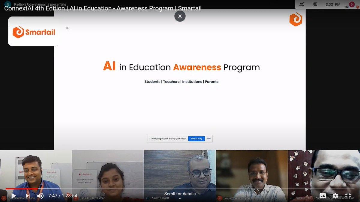 Smartail_'s tweet photo. Hurray !! Another successful webinar from #ConnextAI.
#JustDeepGradeit
#SDG #UNESCO #educationgoals #AI #edtech #schoolmanagement #futureeducation #education #learningsolutions #school #teacher #digitaldisruption #webinars2020 #digitaltransformation #futuregrading https://t.co/lxVSMDbK0X