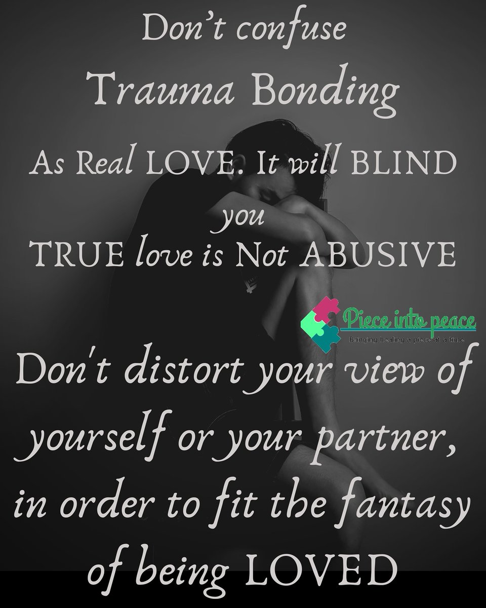 Pieceintopeace's tweet photo. Trauma bonding is a state of emotional attachment to an abuser. This bond keeps you loyal to a destructive situation or a person.

#traumabond #whatisreallove #abuseisnotlove #pieceintopeace #whatistraumabonding #saynotoabuse #freedomfromabuse #empoweredtobefree https://t.co/D6myX0uULX