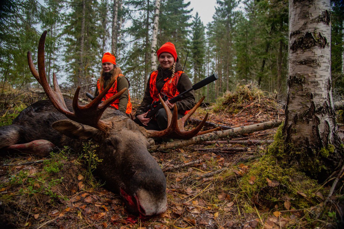 metsayo's tweet photo. Metsäylioppilaiden kauden ensimmäinen Hyytiälän hirvijahti järjestettiin viikonloppuna. Kaatajat: Anna-Liisa, Venla, Anni sekä Saija. @HyytialaHY 
#metsästys #metsäylioppilaat #metsä Kuvat: Niilo Häkkinen https://t.co/IToXtj0U3L