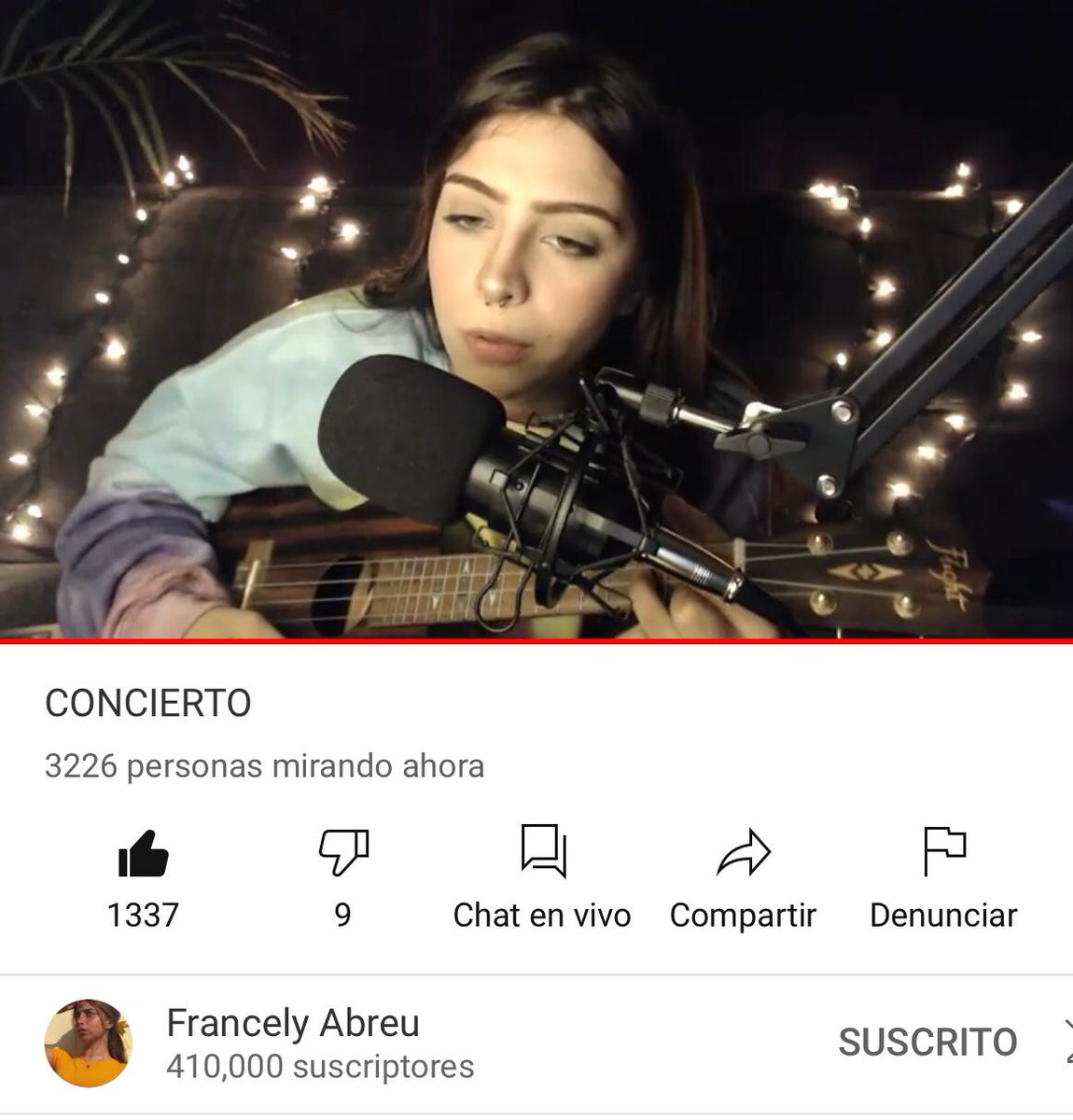 andreb_molina's tweet photo. No necesitamos incendiar nada. @FrancelyAbreu solita con su ukelele y en su propio canal de YouTube. Creo magia 💜 #56k https://t.co/Ph0mRQVHmI