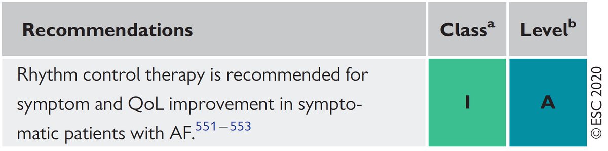 16/24“B” – Better symptom controlRate or rhythm control? No question: Rhythm control is recommended for symptom and QoL improvement in symptomatic patients with  #AFib (Class IA).