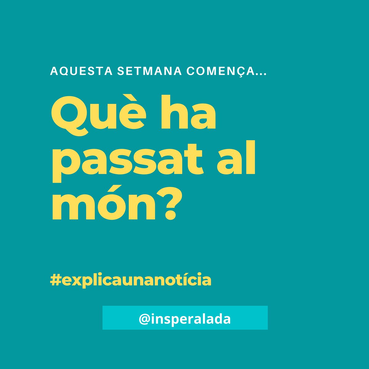 Una notícia cada dia. 
Què ha passat al món?
🔘Busca una notícia
🔘Quin és el titular? Quin tema tracta? 
🔘Amb quin ODS la relacionaries?
🔘Explica la notícia
🔘Com et fa sentir?

#unanotíciacadadia
#estiguesinforma't
#siguescrític
#ODS #ods2030