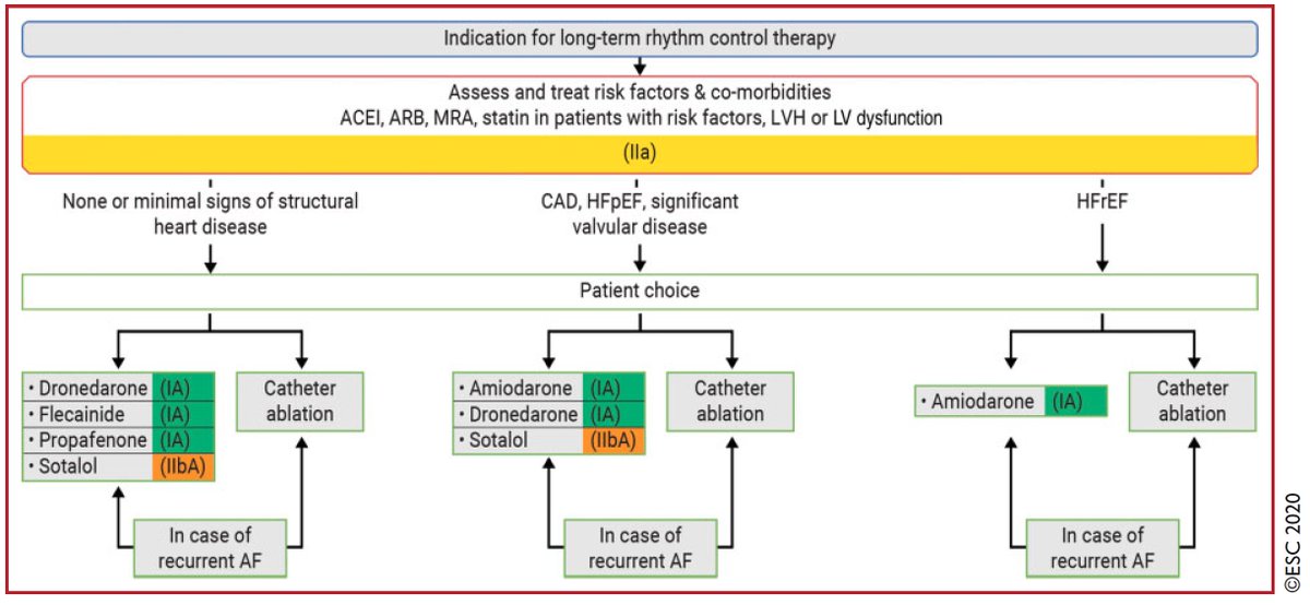 20/24Long-term rhythm control therapy for  #Afib.Patient choice and scientific evidence to be considered!Remember: close monitoring of QT interval and potassium level are required when using sotalol.