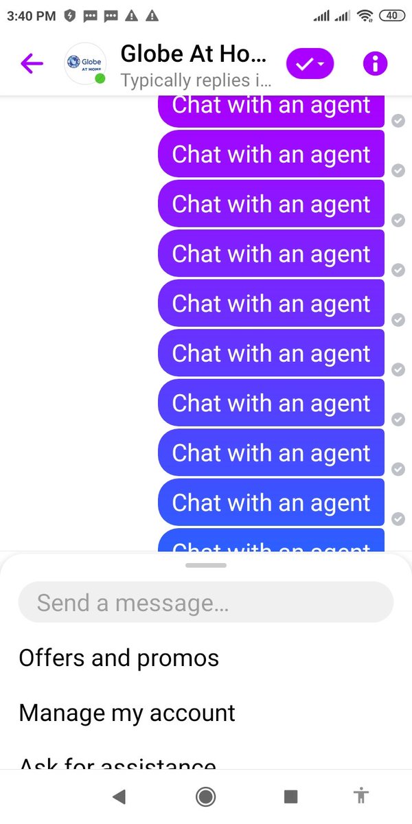 noelpenaranda's tweet photo. @enjoyGLOBE poor customer service. Wala n s  211 pati s chat sa fb messenger wala din https://t.co/7MJb9OrdBc
