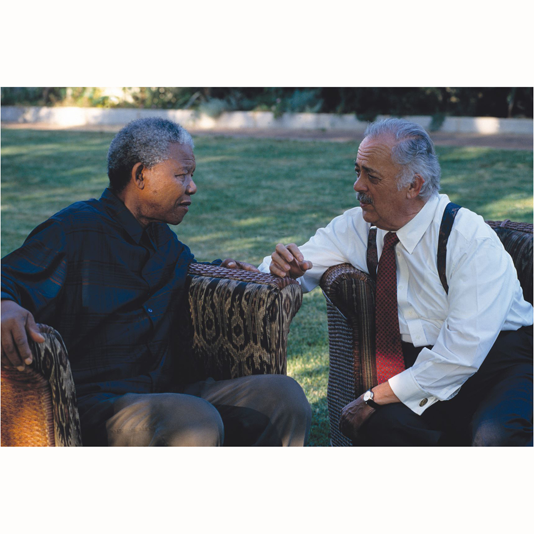 sa_apm2015's tweet photo. “When #Mandela asks me to go for breakfast or for dinner, we don’t talk about matters of state or other weighty matters. Like older men do, we talk about past experiences and reminisce and chuckle.” - George #Bizos 
© Gisèle Wulfsohn 
-
#65yearsoffriendship https://t.co/yuGLqn6Y3k