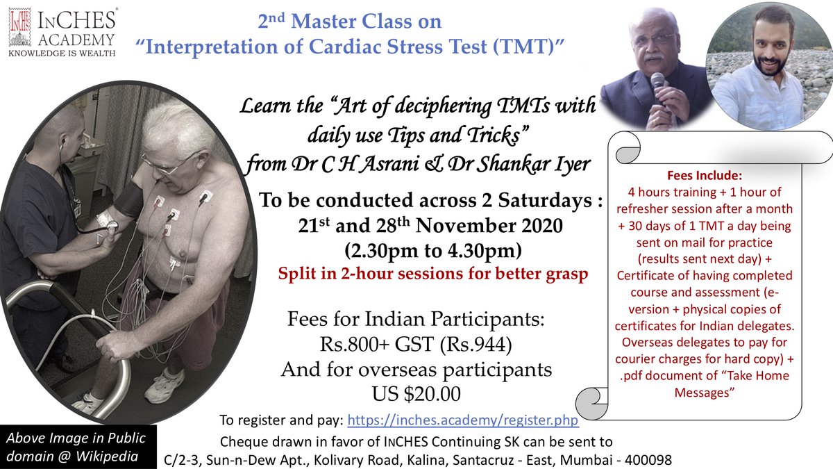 IntrospectInCH1's tweet photo. #Medicos: Learn this Art of deciphering #TMT along with daily use Tips and Tricks, from Dr Asrani and Dr Shankar Iyer via his #masterclass on “Interpretation of #CardiacStressTest (#TMT)” across 21st & 28th Nov’20
To register and pay: https://t.co/WJ20df3jvi
#Medical #insurance https://t.co/sJVepjZqwQ