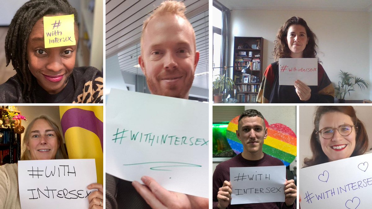 ILGAEurope's tweet image. To mark #IntersexAwarenessDay we are in solidarity with all #intersex members of our LGBTI community. 🤳 Share your own picture holding a sign, saying you are #withintersex people everywhere and shout out for intersex human rights!