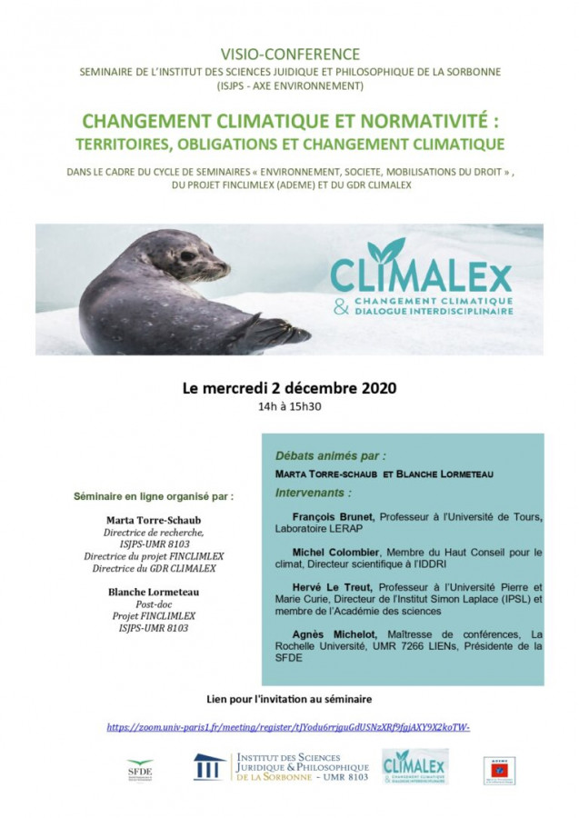 UnivDroit_EDD's tweet photo. [Conférence] 02/12 | Changement climatique et normativité : Territoires, obligations et changement climatique.  @SorbonneParis1 @ISJPS_Sorbonne @LexClima https://t.co/scjmFlOQW4 https://t.co/IkZ6VVWwds
