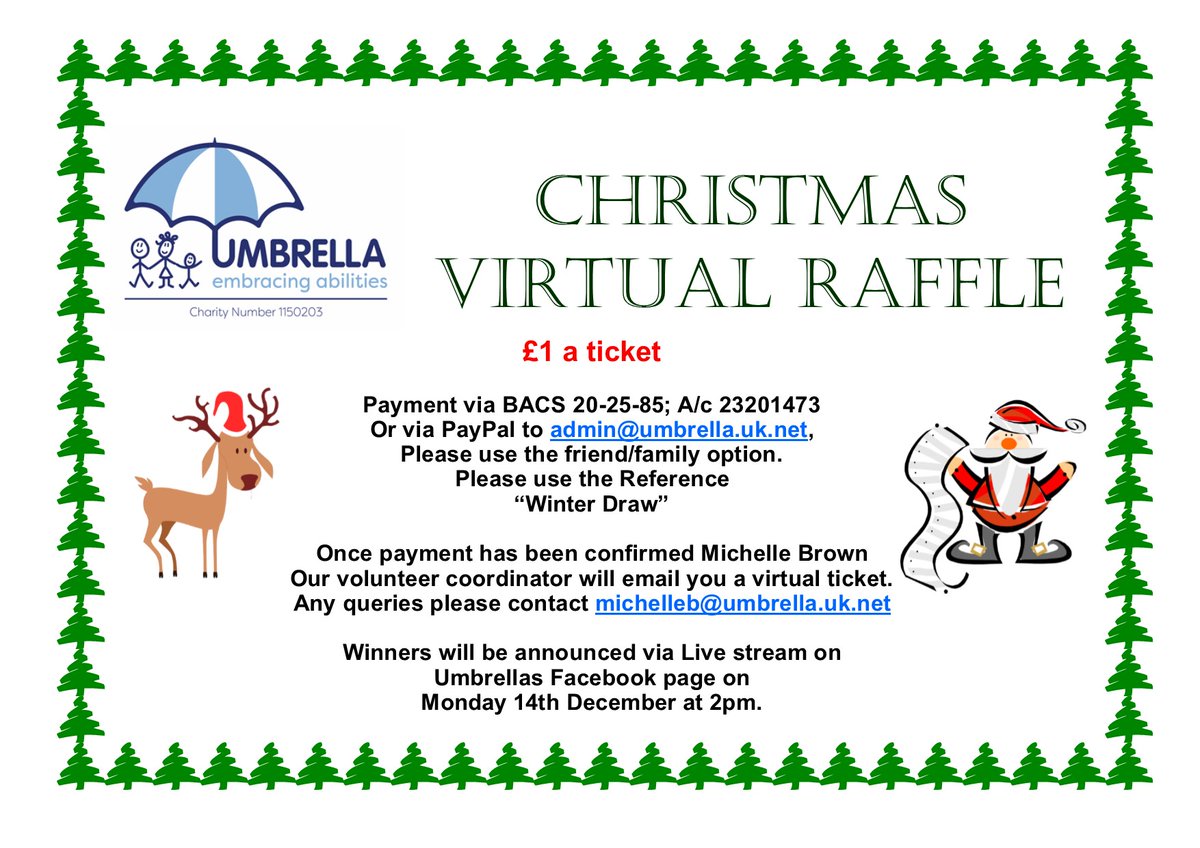 UmbrellaDerby's tweet photo. #Christmas #Charities #Christmas2020 #ChristmasRaffle #Fundraising #Prizestobewon #RafflePrize #CharityFundraiser https://t.co/ksTzcpctQs