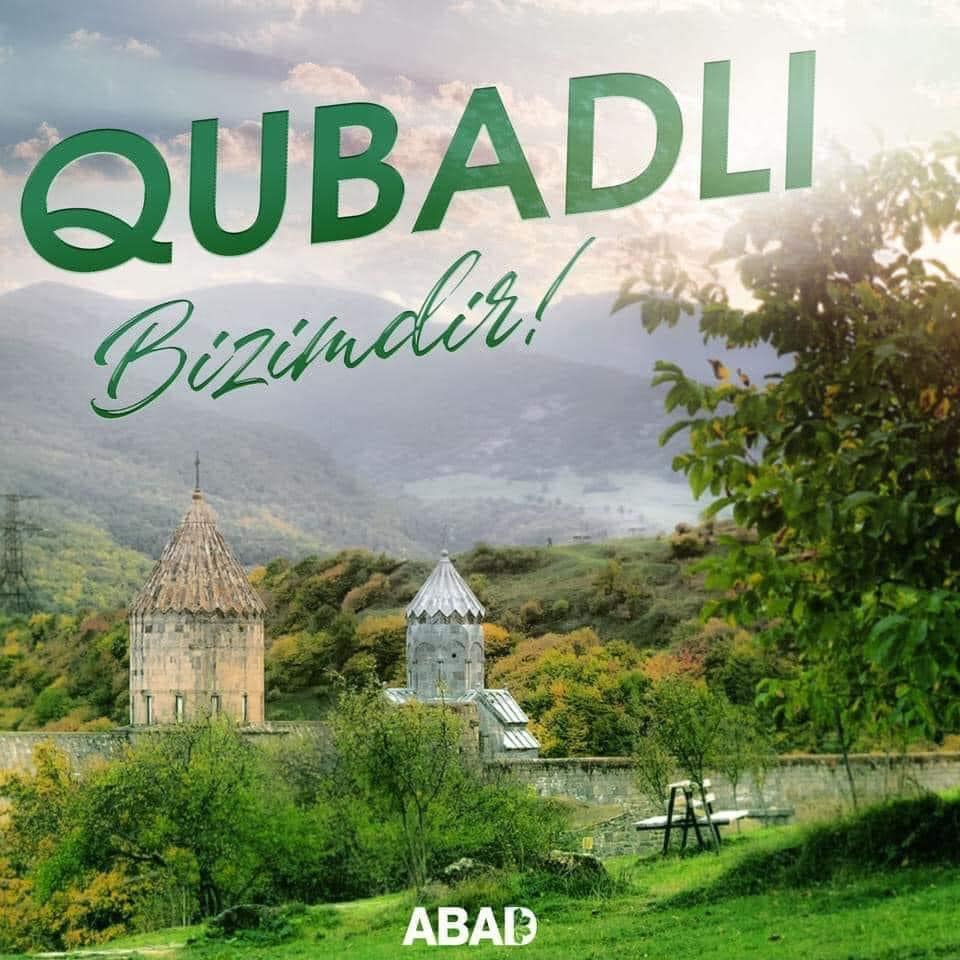 MaisAghaverdiy1's tweet photo. مرحبا بك يا مدينة قوبادلي!
İşğaldan azad etdiyimiz torpaqlarımıza daha biri əlavə edildi. Xoş gəldin Qubadlı şəhəri!
#KarabakhisAzerbaijan
#StopArmenianTerror
#StopArmenianOccupatiaon
#StopWarmenia
#StopChildKill
#GanjaCity
#DontBelieveArmenia
#StopArmenianAggression https://t.co/PguMDIwfLz