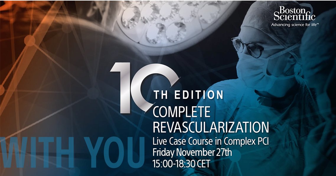 BSC_EU_Heart's tweet image. Join us for a Live Case Course on Complex PCI. Over the 3.5 hours experience 4 Live Cases from Bad Krozingen, Belfast, Madrid and Milan. Friday, 27 November. 
Register now. bit.ly/34tDo3B #CompleteRevasc