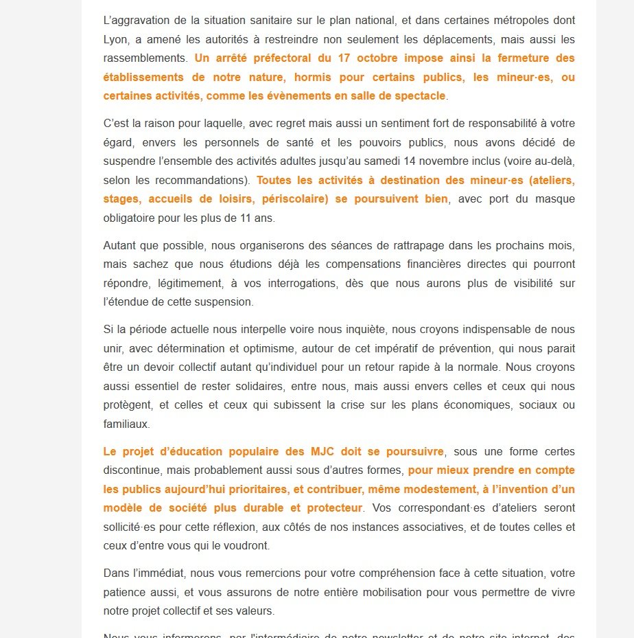 SylBffn's tweet photo. MPT RANCY - SOUTIEN - Fermeture d'un acteur indispensable du quartier "Le projet d'éducation populaire des #MJC doit se poursuivre (..) et contribuer même modestement à l'invention d'un modèle de société plus durable et protecteur"
📬 #Rancy Maison Pour Tous. #Lyon Oct.2020 https://t.co/Yh7VePMjLV