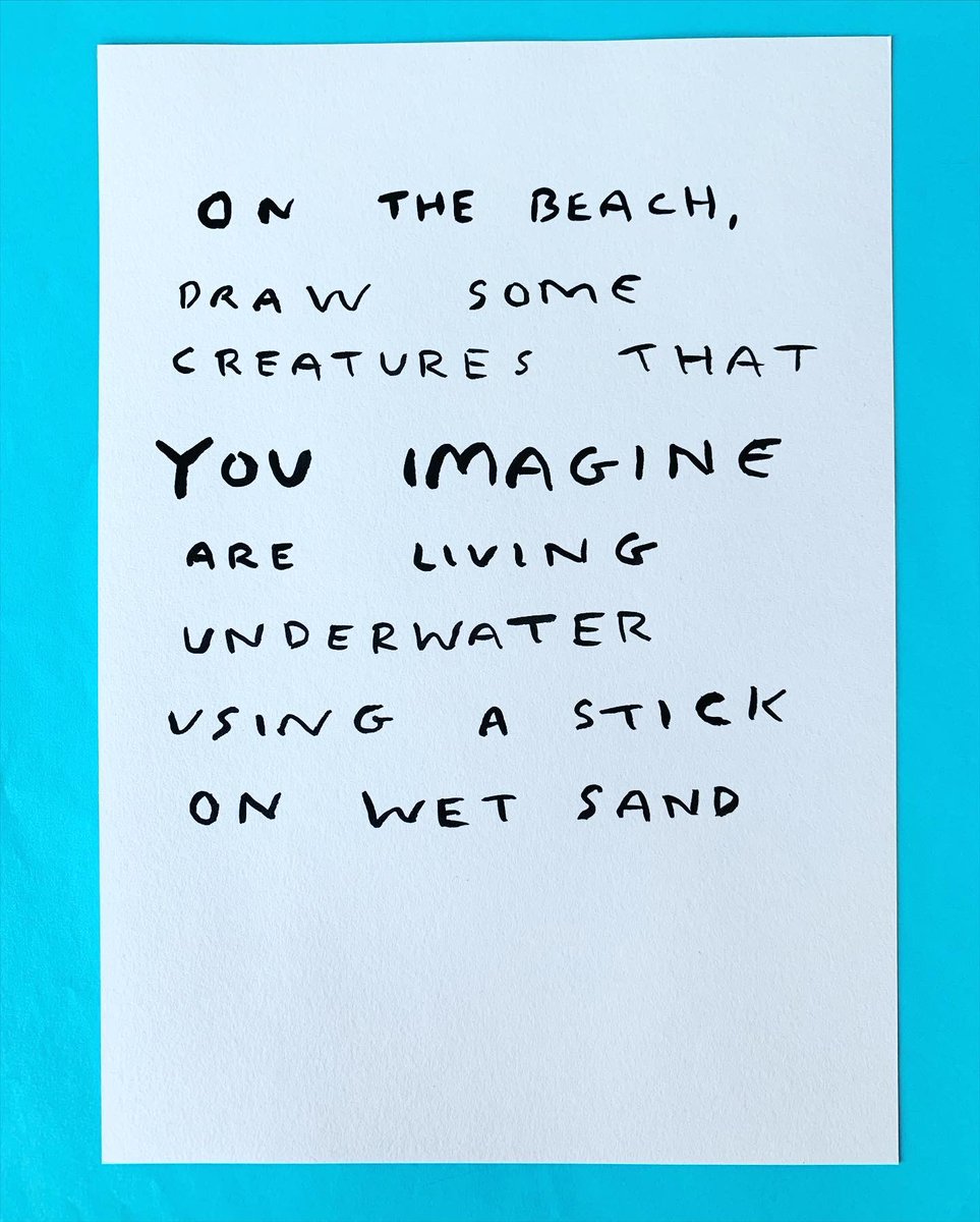 Day 3! On the beach, draw some creatures that you imagine are living underwater using a stick on wet sand  Today low tide in Bexhill is at 2pm approx.  #TheBigGreenDraw  #HalfTermActivity