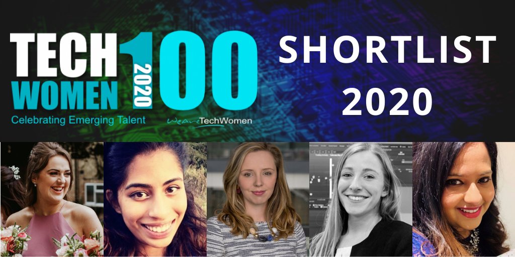 WeAreTechWomen's tweet photo. A BIG congratulations to more of our #TechWomen100 shortlisted individuals - well done Tansy Hill @TansyHill95 @Microsoft, Janhavi Pal @jpmorgan, Rebecca Cunningham @BexJCunningham @EY_UKI, Emma-Jane Connolly @aquis_exchange, Neha Rajesh @Temenos! 🎇 https://t.co/DCVbsFGBr3 https://t.co/BVr6yTnAJR