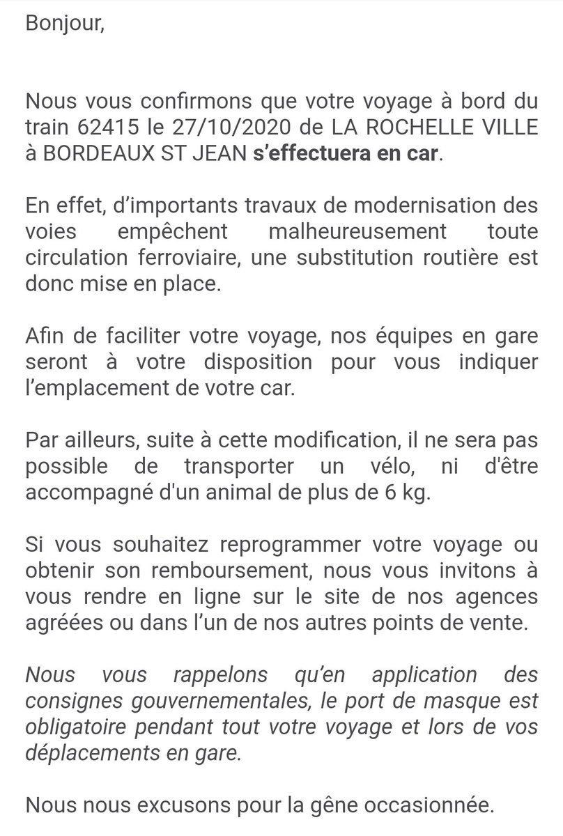 ZebPao's tweet photo. Bon @ouisncf c'est cool ça, à la base je voulais prendre mon vélo pour mes vacances bah heureusement que je ne l'ai pas fais je n'aurais pas pu rentrer... 

De plus le train devant arriver à Bordeaux très tard (21h50) quel sera la durée du trajet en bus ? 

Cc @SNCF https://t.co/h5dpx1DaBF