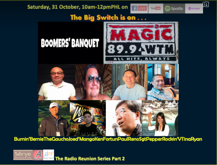 jaypmercado's tweet photo. This Saturday, relive the mid to late 80's with the famed Magic jocks of DWTM 89.9 FM. 10AM on @BoomersBanquet. #burninbernie #joedmango #kenfortun  #sgtpepper #paulreno #gaucho #rockinv #tinaryan... https://t.co/EsVc54fBQH