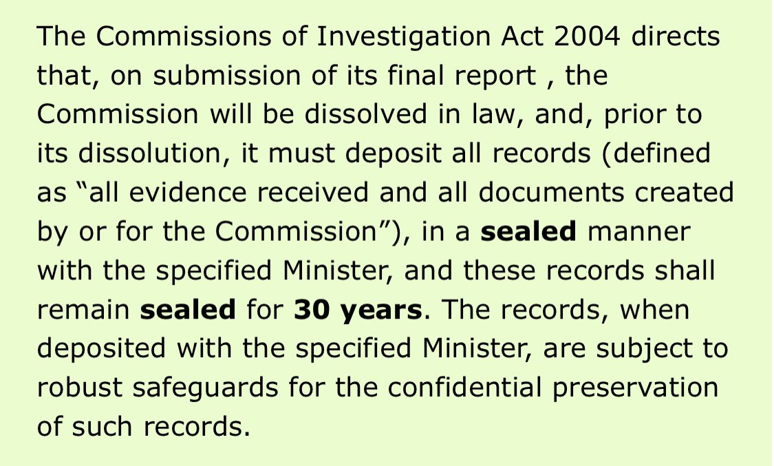 Firstly, a reminder of exactly what the plan was from the Minister’s written answer to  @GaryGannonTD from 29th Sept 2020.“Those records shall remain sealed for 30 years”This is to deal with any suggestions now being floated that there was never a plan to seal the archive.
