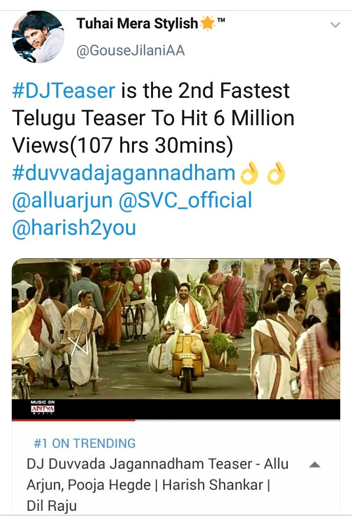 TrendsAlluArjun's tweet image. #DJTeaser : Trended at No.1 position for 108 Hours (approx.)

#NSNIFirstImpact : Trended at No.1 position for 106+ Hrs 

#AVPLTeaser : Trended at No.1 Position for 110+ Hrs 

3 Movies Teasers Consecutively...
Only Tollywood Hero to achieve this Rare feet🤘🔥

#Pushpa @alluarjun