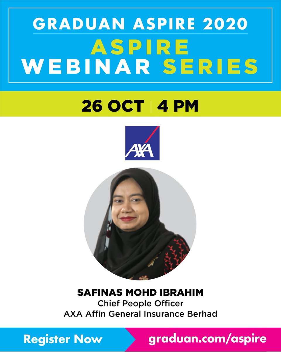 Graduan's tweet photo. [ASPIRE LIVE UPDATE]

Pros and Cons of A Virtual Career - Find out more in ASPIRE's Webinar Series!

Featuring leaders from AXA Affin General, Citi Malaysia, Experian and TDCX.

#ASPIREVirtual
#JobsChangeLives
#ASPIRE2020
#GRADUANASPIRE https://t.co/kUbQig0Rzx