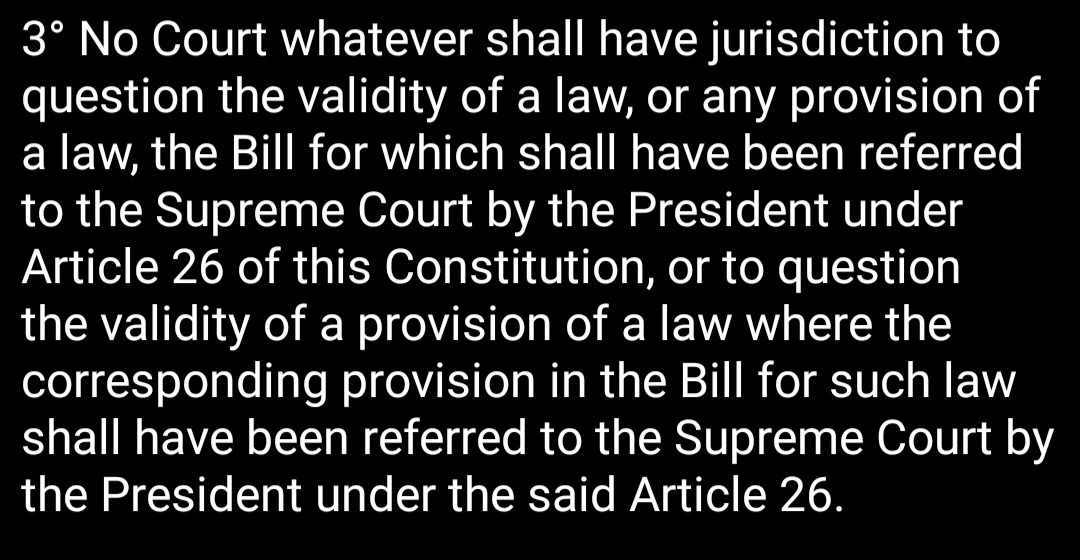An additional piece of background is that if a Bill is referred to the Supreme Court under Art 26 and upheld, it becomes immune from any subsequent constitutional challenge. (This immunity would not extend to challenges based on EU law.)